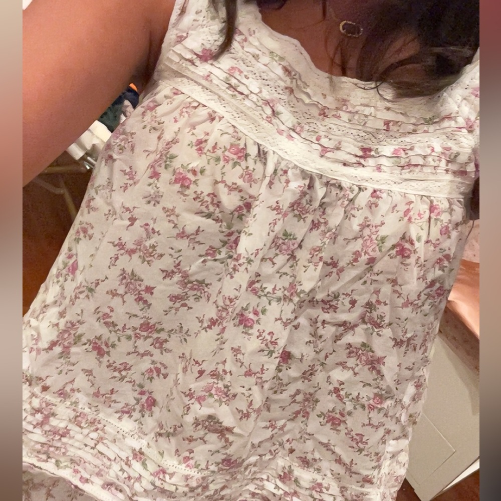 Floral Lace Trim Tank Top